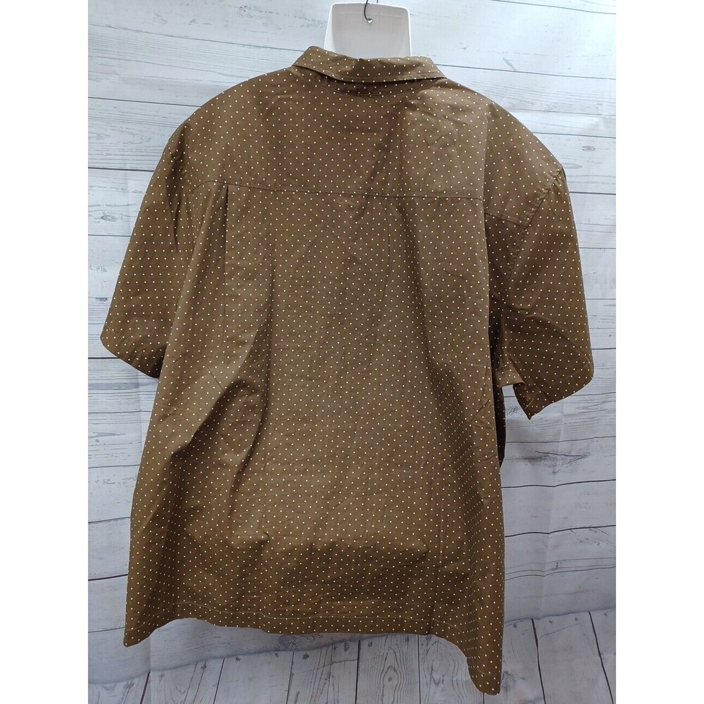 Scandia Woods Brown White Polkodot Short Sleeve Button Up Mens Shirt 3XL - Picture 4 of 8